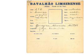 Ficha de Identificação do Batalhão Limeirense Gercyra Almeida Santos
