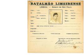 Ficha de Identificação do Batalhão Limeirense Daisy Oliveira Castro