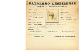 Ficha de Identificação do Batalhão Limeirense Joviano Americo