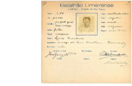 Ficha de Identificação do Batalhão Limeirense Luis Monteiro