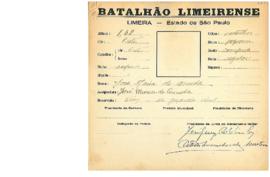 Ficha de Identificação do Batalhão Limeirense José Maria de Arruda