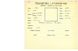 Ficha de Identificação do Batalhão Limeirense Rodolpho Joaquim Bonifácio