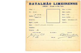 Ficha de Identificação do Batalhão Limeirense José Jorge Filho
