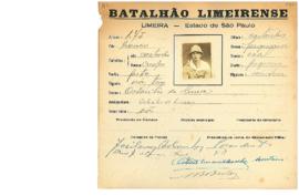 Ficha de Identificação do Batalhão Limeirense Octacilio de Lima
