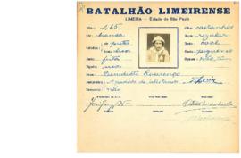 Ficha de Identificação do Batalhão Limeirense Benedicto Lourenço