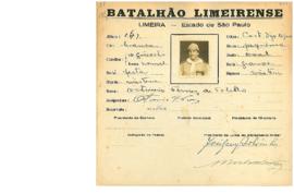 Ficha de Identificação do Batalhão Limeirense Octavio Ferraz de Toledo