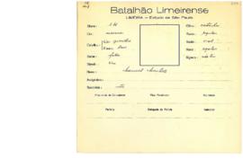 Ficha de Identificação do Batalhão Limeirense Manoel Munhoz