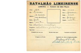 Ficha de Identificação do Batalhão Limeirense Antonio Zambuzi