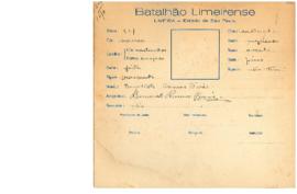 Ficha de Identificação do Batalhão Limeirense Benedicto Ramos Feres