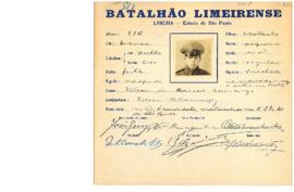 Ficha de Identificação do Batalhão Limeirense Nelson de Barros Camargo