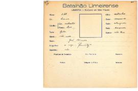 Ficha de Identificação do Batalhão Limeirense José Bicudo