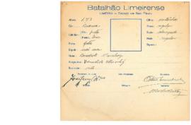 Ficha de Identificação do Batalhão Limeirense Benedicto Munhoz