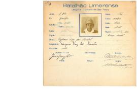 Ficha de Identificação do Batalhão Limeirense Lazaro Vaz dos Santos